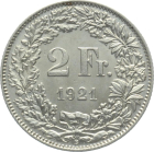 2 Franken 1921 B - fast unzirkuliert